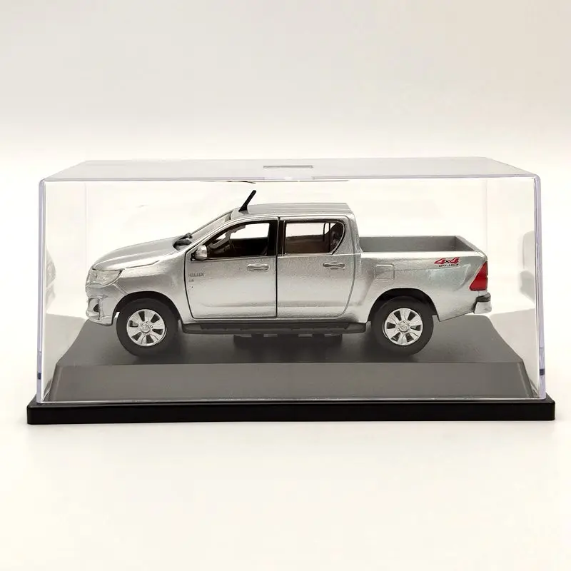 

1:43 For T~ota Hilux Revo 2.8 4X4 Diff Lock Silver Diecast Models Car Pickup Truck Auto Toys Gift Collection