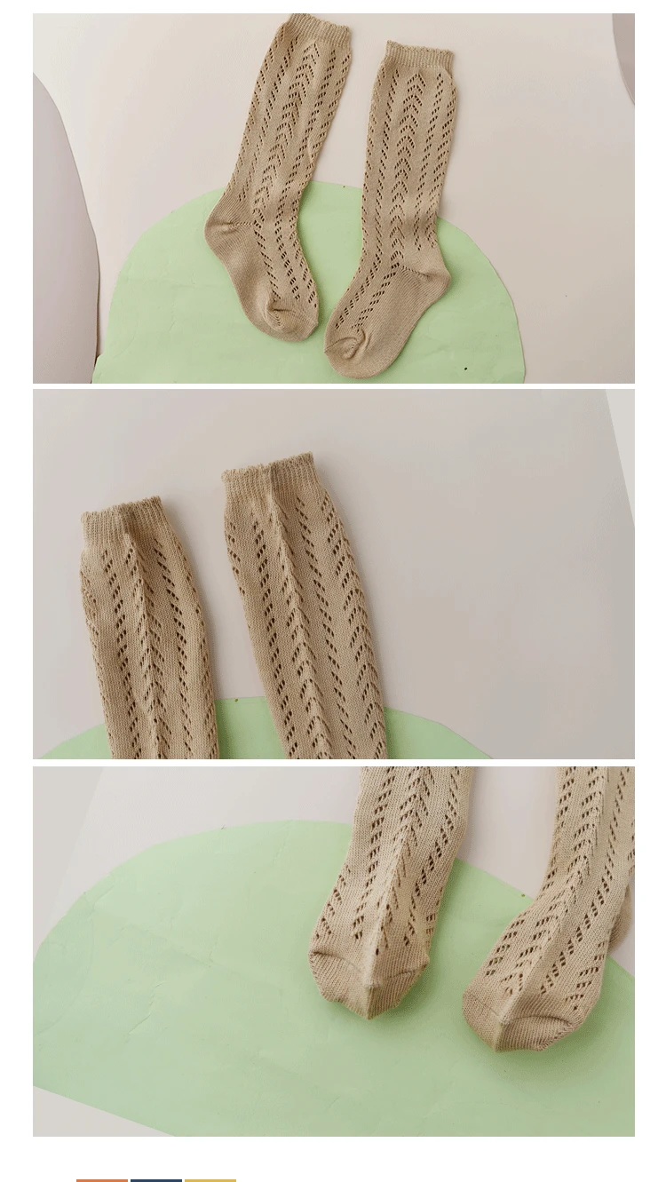 New Summer Children Socks Baby Girls Knee High Toddler Socks Cotton Long Tube Cute Princess Mesh Socks Kids Hollow Out Socken