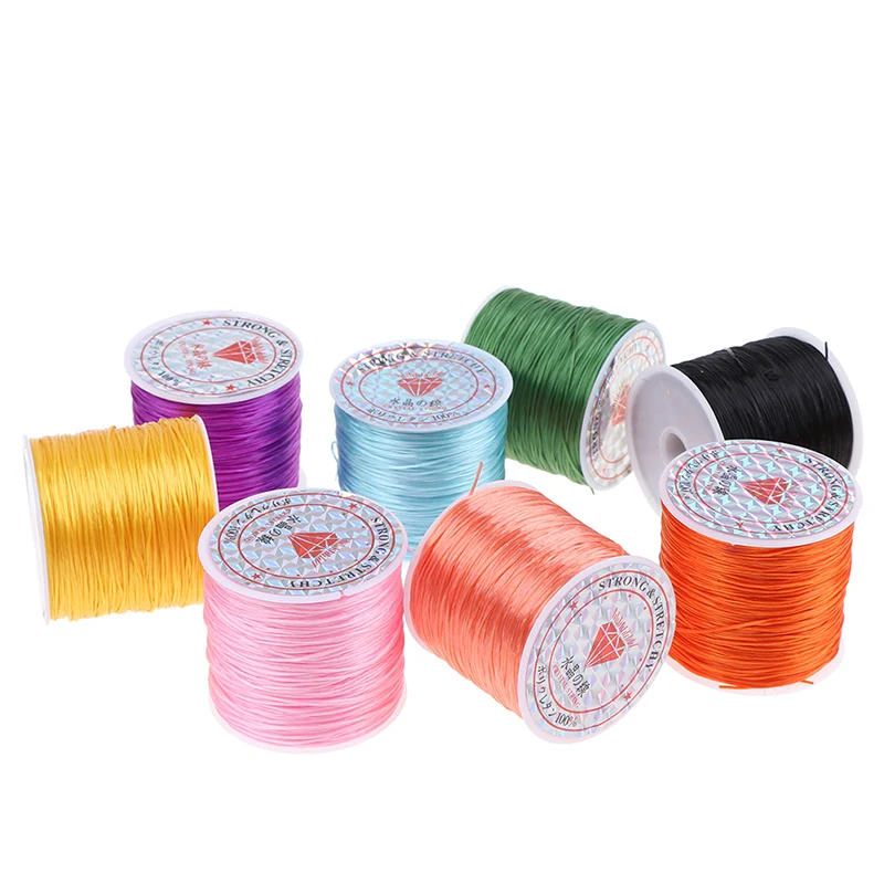 50M colorful flexible elastic crystal cord / roll making jewelry beaded bracelet fishing line rope 1 roll