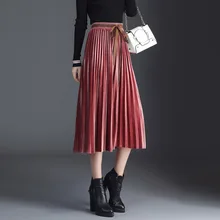 Женские плиссированные юбки, Осень-зима, эластичные, высокая талия, свободные, повседневные, одноцветные, длинные, плиссированные юбки, женские, элегантные, бандажные, макси юбки