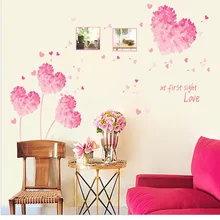 Стиль романтическая свадьба украшение дома Сердце стикер для стен «Одуванчик» Телевизор декоративные наклейки AY7176