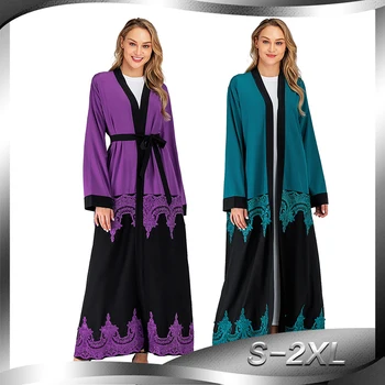 

Plus Size Lace Open Abaya Kimono Turkish Hijab Muslim Dress Islam Clothing Abayas For Women Jilbab Caftan Dubai Moroccan Kaftan