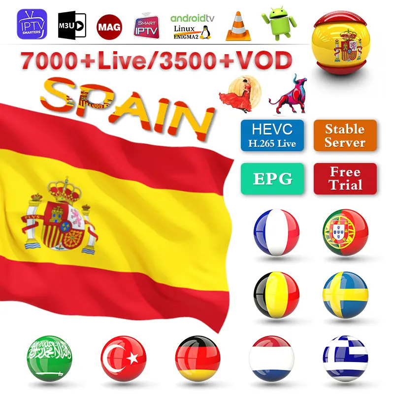 

IPTV Spain Subscription IPTV Germany Sweden Belgium Dutch Portugal IPTV M3u Android Mag 1 Year French Greece Spanish IP TV code