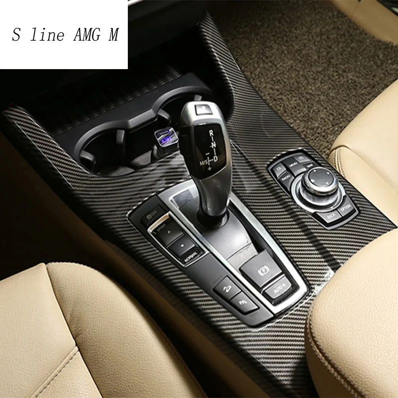 Car Styling Carbon fiber Interior for BMW X3 X4 F25 F26 Central control  Gear Shift Panel Gears Handrest Water cup Cover Stickers