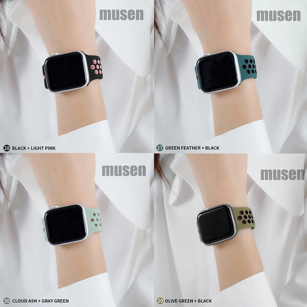 Strap for Apple watch series 7 45mm 41mm 38mm 40mm silicone watchband bracelet correa on smartwatch 6543 se 44mm 42m accessories