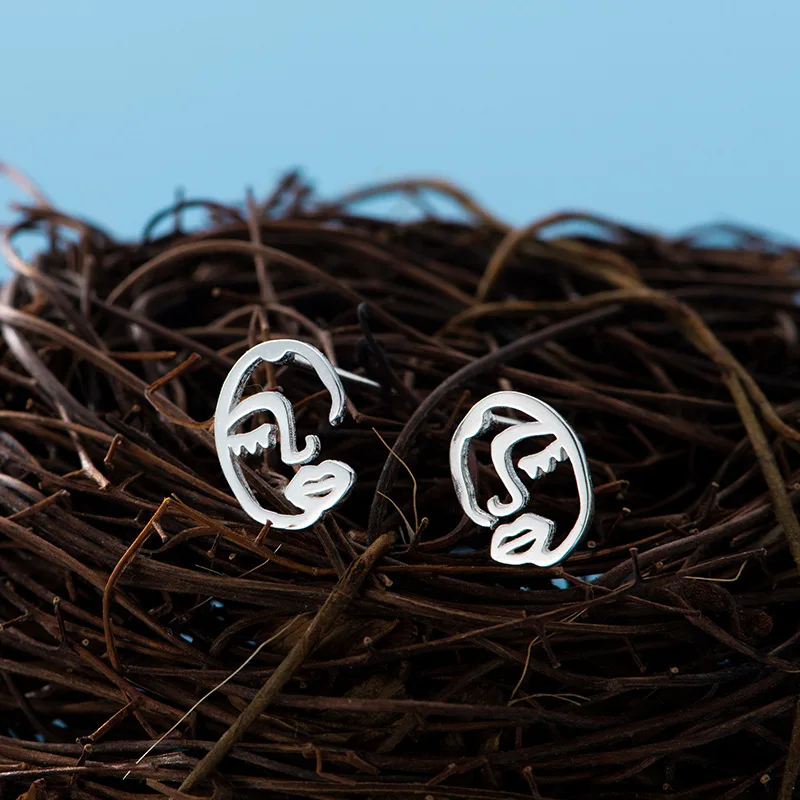 925-Sterling-Silver-Hollow-Face-Stud-Earrings-For-Women-Grils-Wedding-Gift-Female-Accesorios-pendientes-mujer