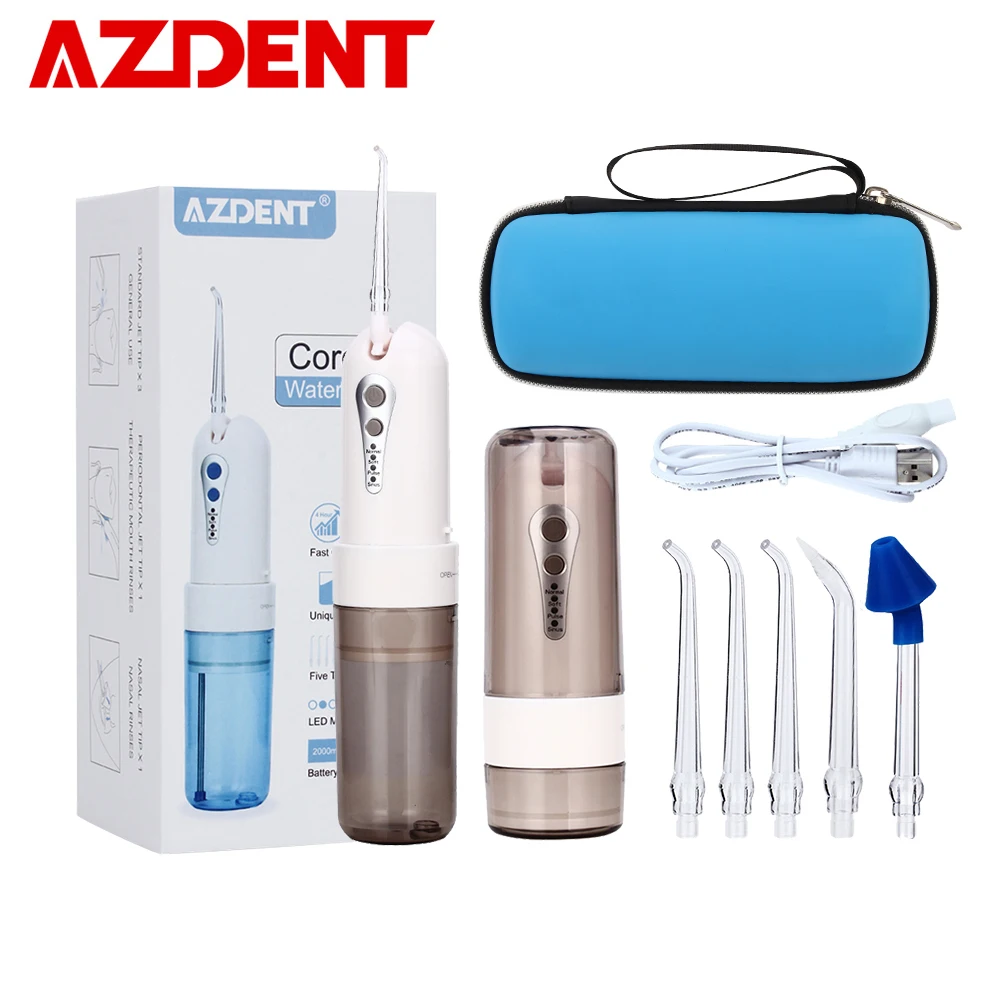 Tanie Cordless Oral Water Irrigator z torbą podróżną przenośna nić dentystyczna USB akumulator 4 tryby Nose Clean 200ML 5 Jet Tip