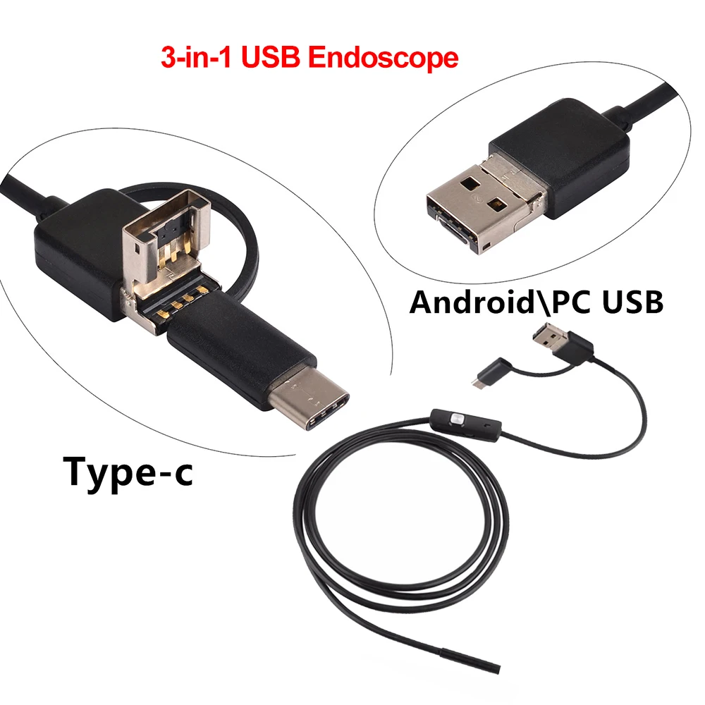 Промышленный обследование при помощи бороскопа, эндоскопа Камера Встроенный 6 светодиодов IP67 Водонепроницаемый Тип usb-C эндоскоп для смартфонов на базе Android/ПК