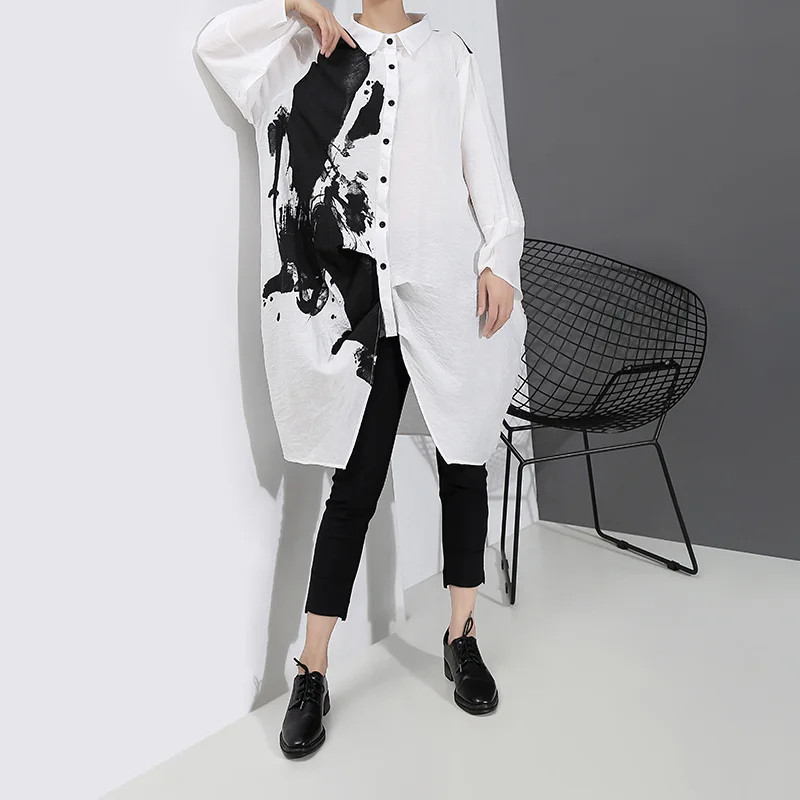 Max LuLu/, корейские роскошные женские осенние уличные рубашки в стиле панк, большие размеры, Длинные рубашки, винтажные топы, блузы с принтом, свободная одежда