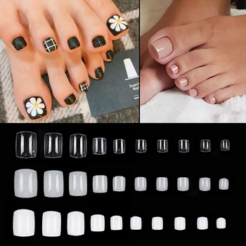 

500 PCS/Bag Full Cover False Nail Toenail Tips Clear White Quick Building Toe Mold For Nail Finger Art Extension Tools