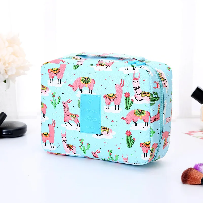 Cosmetic Bag Bathroom Travel Makeup Bag Organizer Neutral Make Up Box Neceser Beauty Case Hanging Toiletry Bag - Цвет: Blue