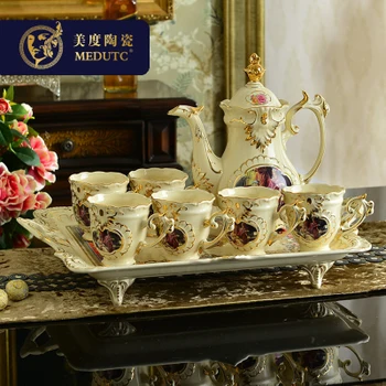 

European Bone China Tea Set Coffee Cup Afternoon With Tray Luxury Drinkware Wedding Gift Home Decoration