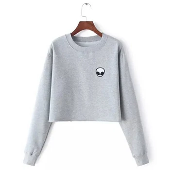 

Women Sweatshirts Crop Tops Casual O-Neck Cropped Pullovers Female Hoodies Coats Fashion Print Short Hoodies S-2XL