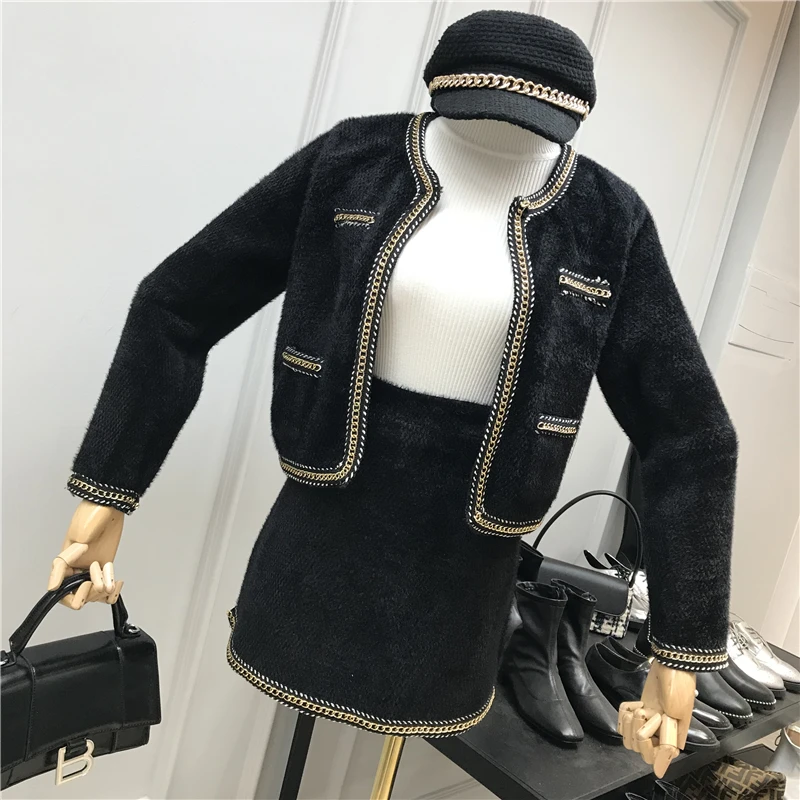 ALPHALMODA, весеннее модное шерстяное короткое пальто+ юбка с высокой талией, двухсекционный костюм для женщин, элегантный тонкий наряд, комплект с юбкой