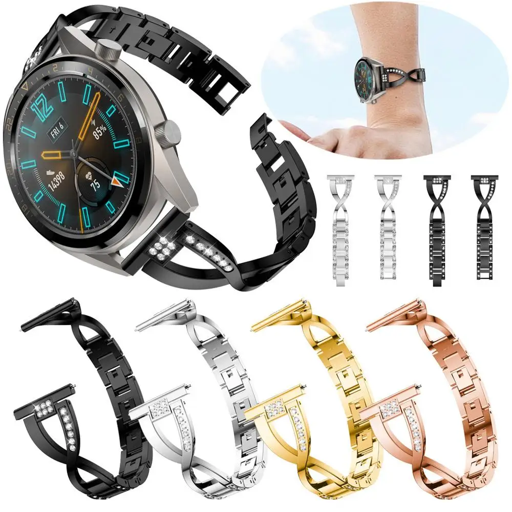 22MM Replacement Metal Crystal Watch Strap Wrist Band For Huawei GT / GT2 46MM Honor Magic Smart Accessories 2 #117 | Электроника
