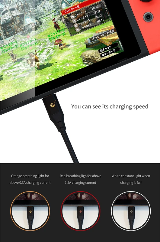 Gulikit Breating светильник дата кабель для nintendo переключатель зарядный USB кабель для всех смартфонов и планшетов