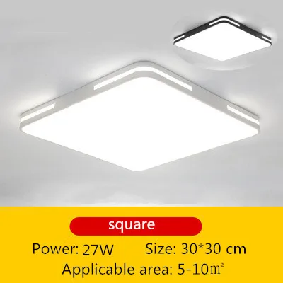 Square 27W Современные светодиодные потолки используются в гостиных, спальных, балконных, светодиодных потолках, потолочные светильники для кухни, потолочные светильники для кухни - Цвет корпуса: Square 27W