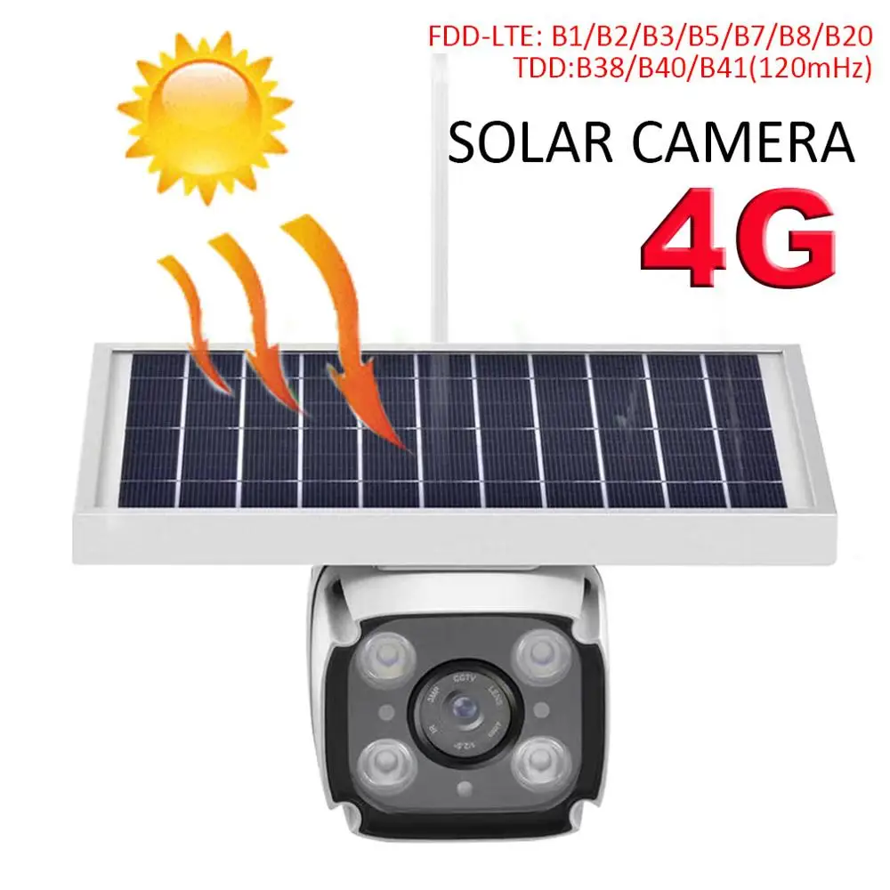 Водонепроницаемая наружная ip камера 1080P с солнечной батареей поддержка 4G sim карты