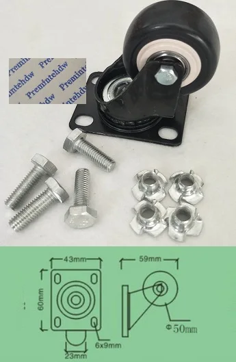 2in Caster no Brakes 2 шт./лот Черный дорожный полёт аудио чехол Встраиваемая бабочка Засов петля с защелкой угловая скобка пружинная тяга ролик комплект оборудования - Цвет: 2in Caster no Brakes