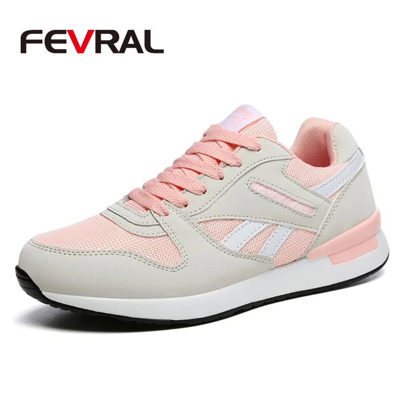 FEVRAL/ тренд; большие размеры; мужские кроссовки; обувь с дышащей сеткой; прогулочная повседневная обувь для пар; Мужская Спортивная обувь - Цвет: Pink