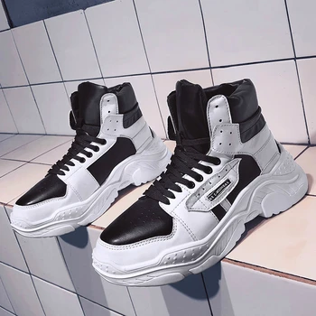 

Autumn New Men Boots Ankle High Top Lace-up Casual Shoes Tooling Boots with Platform Wear Resistant Anti-skid Design Shoes AA-69