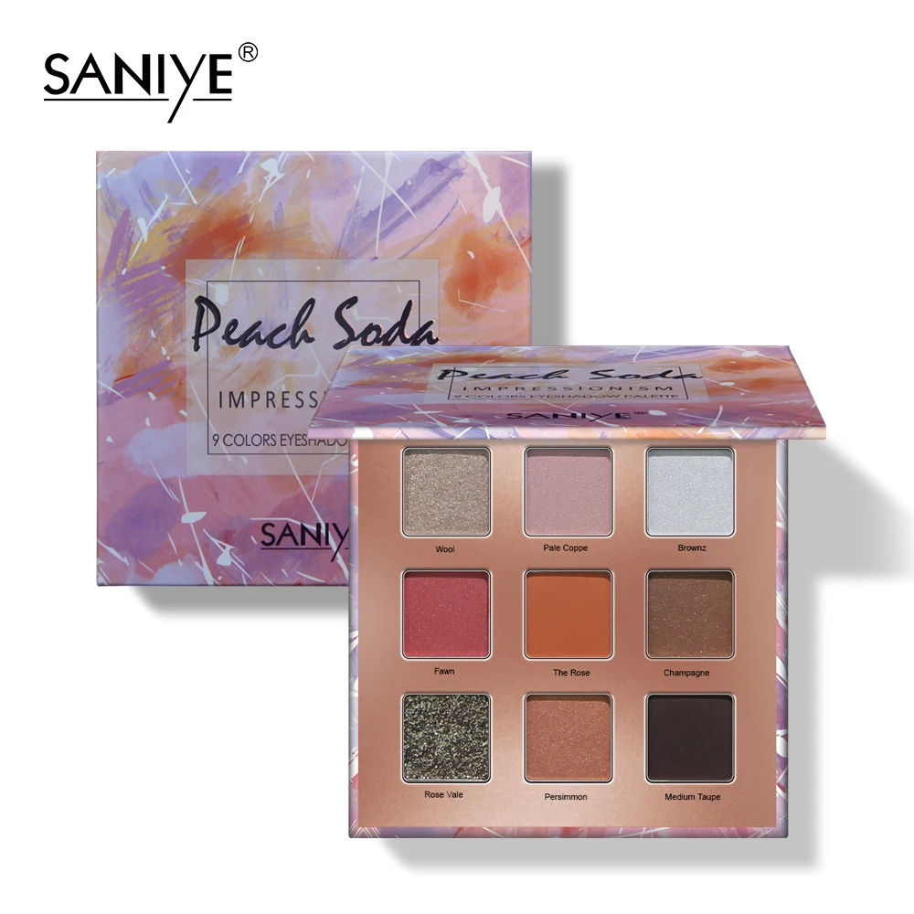 SANIYE beauty Makeup, палитра теней для век, 9 цветов, Мерцающая пигментированная палитра теней для век, палитра для макияжа, paleta de sombra, T099