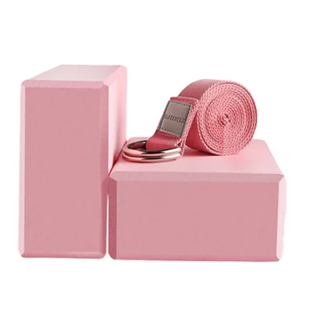 

Fitness Cotton Blend Balance Training Pilates Office Gym Home With Brick Block Exercise Workout Relax D Ring Yoga Strap Set