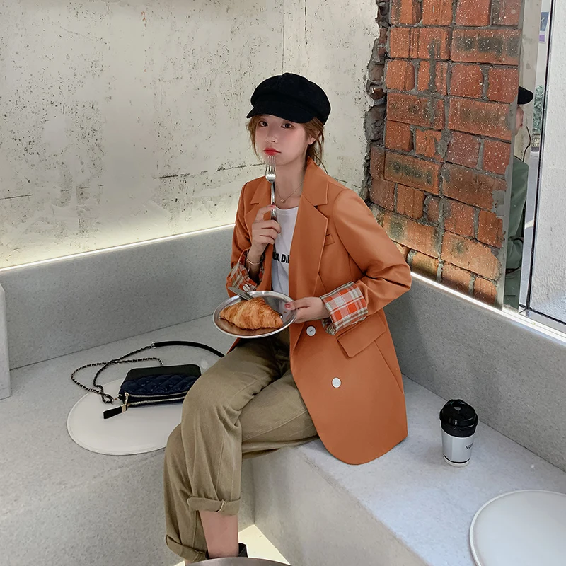 

New Women Clothes Double-breasted Women's Suit Blazer Solid Color Jacket Large Size Blazer Plus Size Women Blazers and Jackets