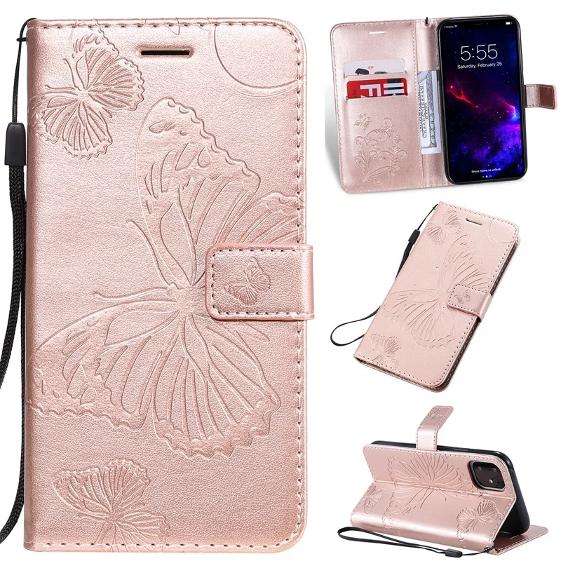 Wallet Flip 3D Butterfly Leather Case For iPhone 11 Pro X XS XR Max 5 5S SE 6 6S 7 8 Plus Book Cases Soft TPU Phone Cover Fundas iphone 7 cardholder cases