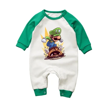 

Autumn Winter Baby Warm Rompers Super Mario Luigi Printed Jumpsuits Newborn Boys Girls Cotton Clothing One-pieces