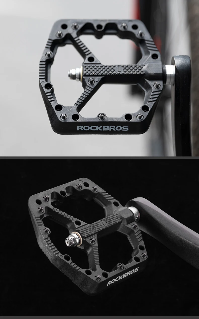 ROCKBROS Bicycle Pedals Nylon Wide Tread High Speed Bearing MTB BMX Pedals Waterproof Ultralight Cycling Pedals Bike Accessories