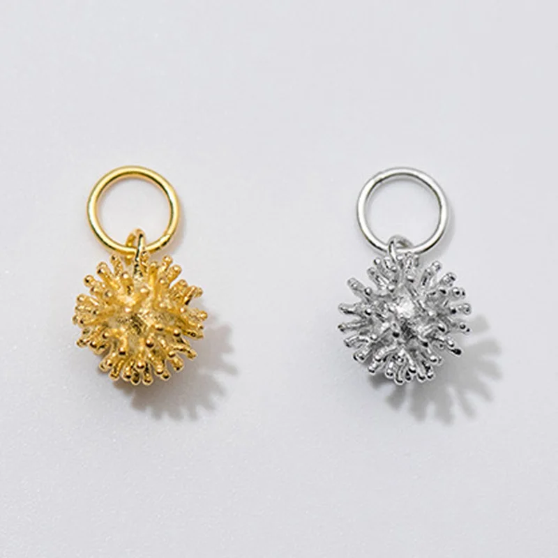 

925 стерлингового серебра совмещает практичность и меховым помпоном дизайн маленькие серьги Подвески нарядное S925 серебряные украшения кулон "сделай сам" для изготовления ювелирных изделий, подарок