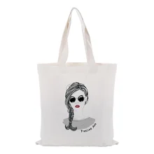 Холщовая Сумка-тоут текст DIY Сумочка персональный принт индивидуальный логотип для печати ежедневное использование Складная многоразовая сумка для покупок