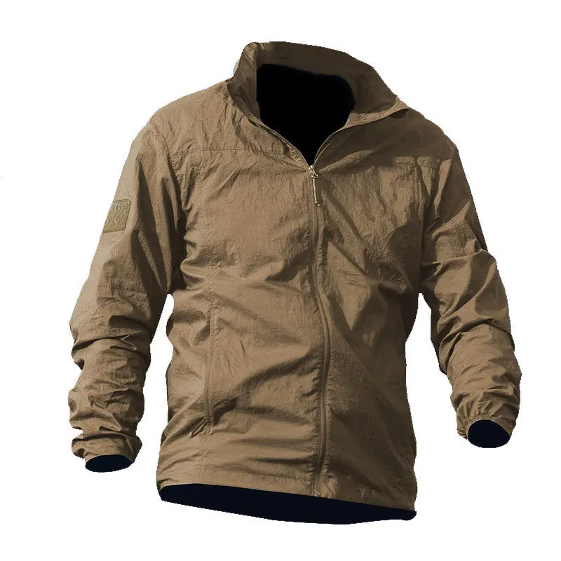 GLEEGLING Солнцезащитная одежда для рыбалки, ультра-тонкие рыболовные куртки, ветровка, мужская рыболовная рубашка для походов, кемпинга, охоты - Цвет: Хаки