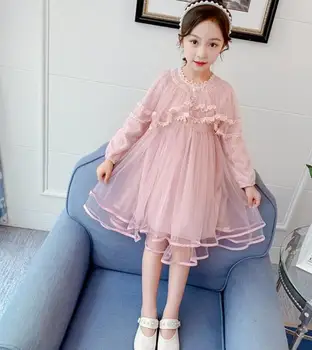 

Girl Shawl Dress New Lace Princess Dress Beautiful Children's Dress Collar Scarf Girl Fashionable Dress for Children