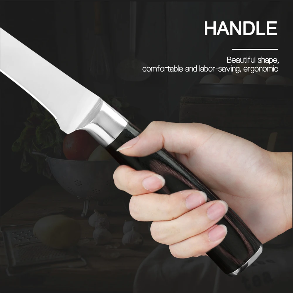 Damask 5,5 дюймовый нож-топорик 7Cr17 кухонный нож из нержавеющей стали высокого качества цветной нож с деревянной ручкой с ножны бесплатный подарок