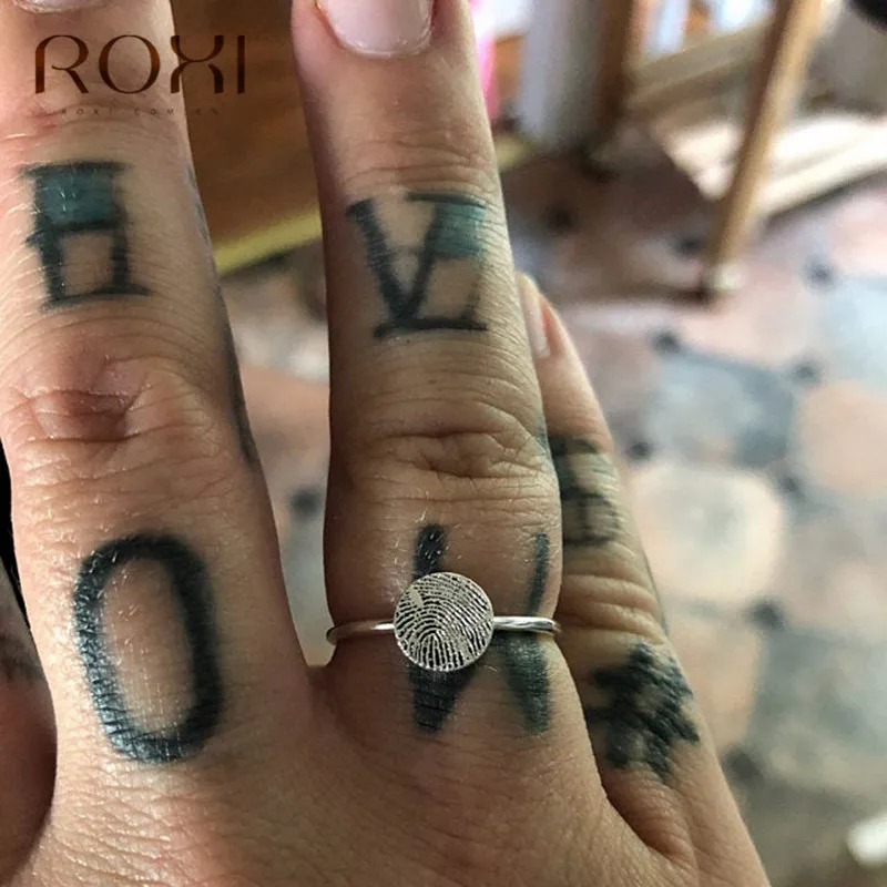 ROXI винтажные кольца с отпечатками пальцев для женщин ювелирные изделия в стиле минимализма на заказ Свадебные Кольца Настоящее серебро 925 пробы кольцо обещания подарки