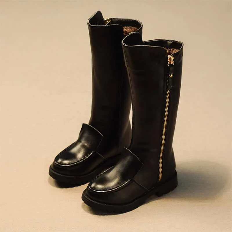 

Genuine Leather Upper Boots ,Princess Fashion Children Warm Boots,Parent-child Winter High Martin Boots