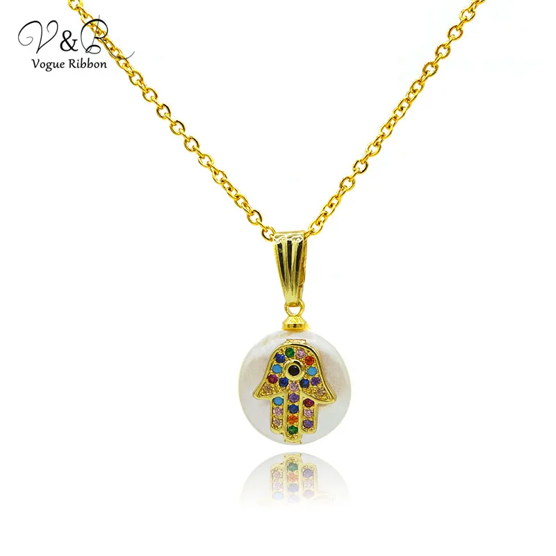 New Jewelry 2020 Religious Iridescent CZ Stone Paving Evil Eyes Charm Pendent Bracelet Hamsa Hand Necklace | Украшения и