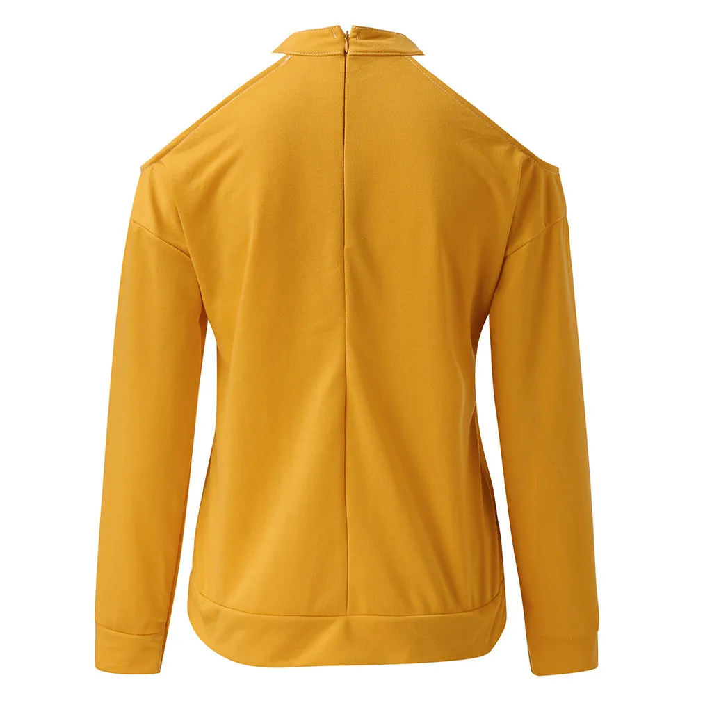 Sudaderas mujer новая толстовка женская Повседневная с длинным рукавом Однотонная Толстовка с принтом декольте с открытыми плечами Толстовка Harajuku спортивный костюм# G30