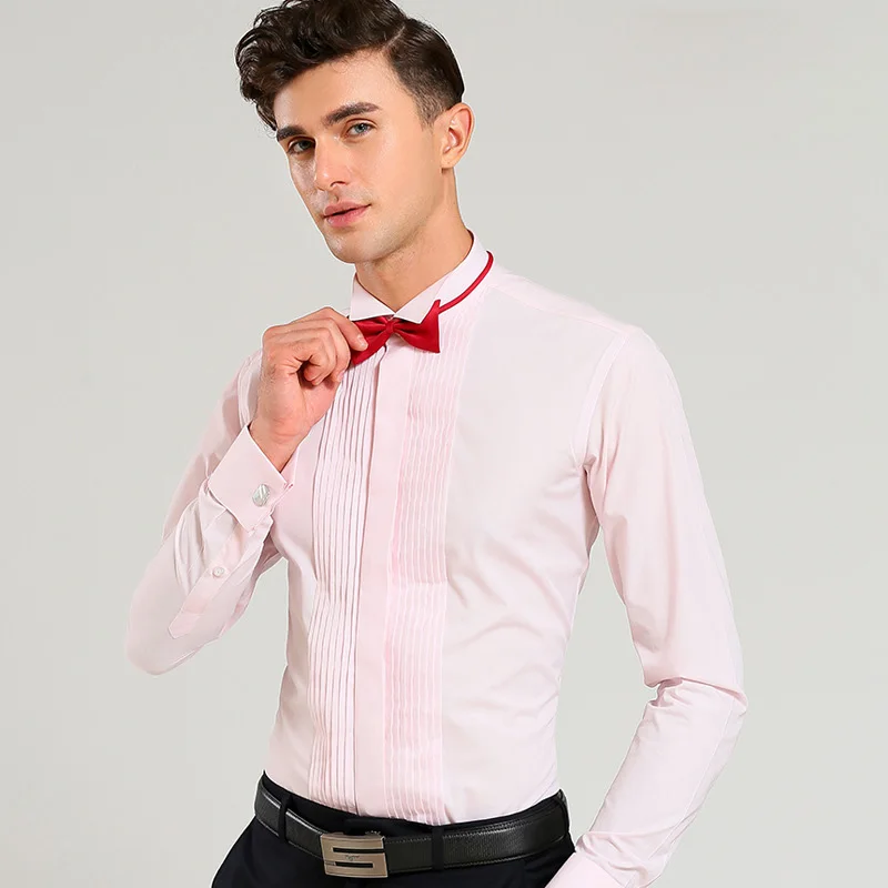 Новое поступление модные хлопковые мужские рубашки с длинными рукавами однотонная мужская рубашка-смокинг мужские рубашки