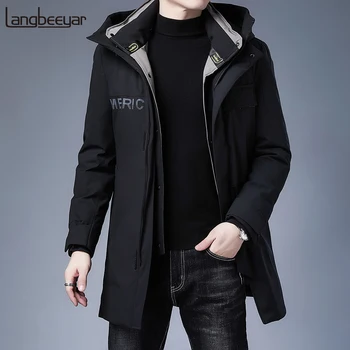 

Winter Warm Men Jacket Coat Casual Autumn Stand Collar Puffer Thick Hat White Duck Parka Male Men's Winter Down Jacket With Hood