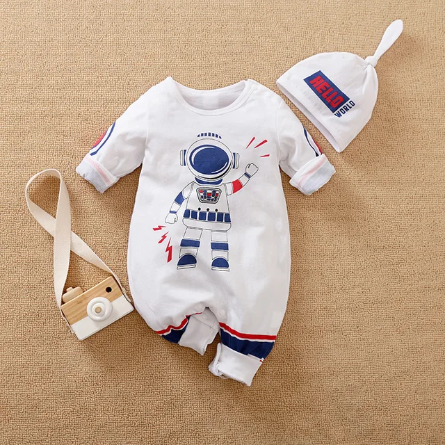 Disfraz de astronauta para bebé, conjunto de ropa con sombrero para recién nacido, trajes para niños pequeños de 0, 3, 6, 9, 12 y 24 meses, otoño 1