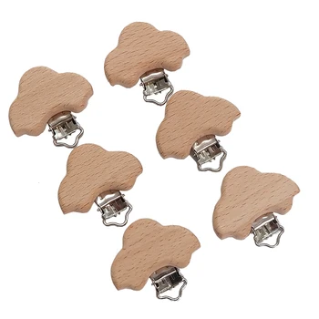 

Chenkai 5PCS Wooden Car Teether Pacifier Clips DIY Organic Eco-friendly Nature Baby Rattle Teething Grasping Wooden Toy Gift