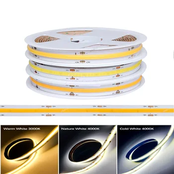 

FOB/COB Flexible LED Strip Tape 224/384/528 LEDs/m High Density Light Linear Ribbon COB Strip Warm/Nature/Cool White DC 12V 24V