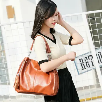 

Bags for Lady 2019 Oil Wax Leather Composite Bag Vintage Women Handbag European and American bag Shoulder Bag Fashion Totes Bags