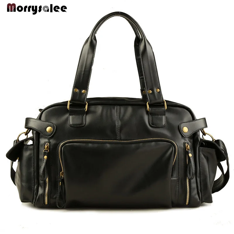 New Shoulder Bag PU Leather Men Bag Shoulder Messenger Bags Men Handbag Large Capacity Travel Bags Solid Square Style