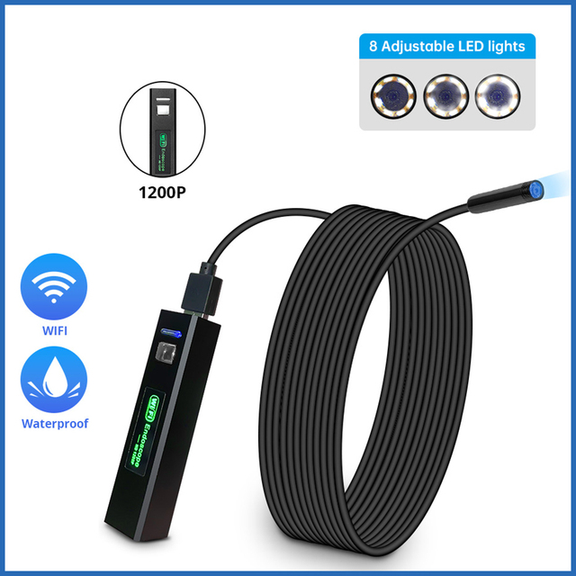 Car Endoscope 8mm Camera 8 Led 2.0mp Industrial Inspection Tool Borescope Cam Ip68 Waterproof Fit For Iphone Android Phone