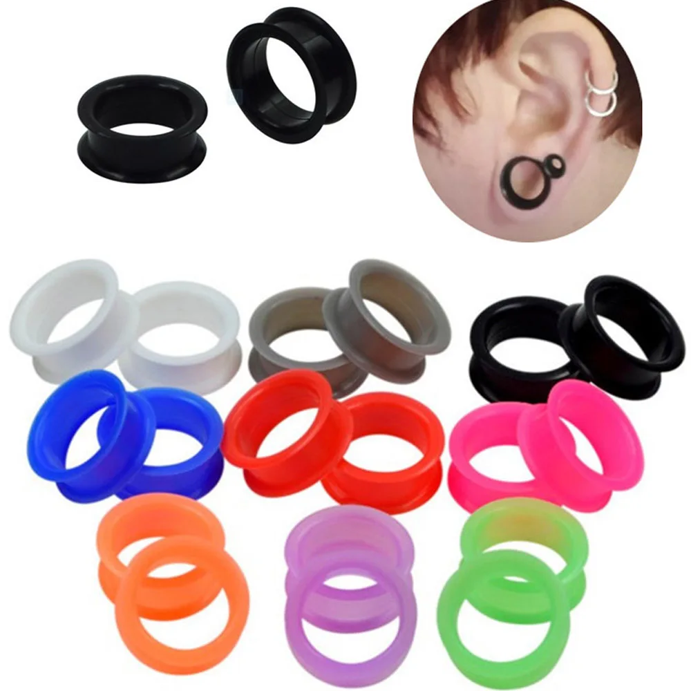 

2pcs Silicone Flexible Ear Flesh Tunnel Solft Gauge Plugs Piercing Stretcher Expander Hollow Ear Skin Earrings Body Jewelry