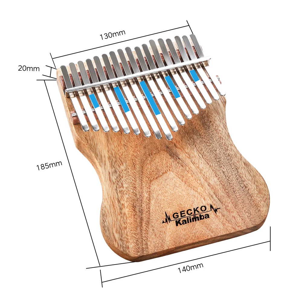 Madeira de Cânfora com Instrução e Martelo Piano de Polegar Gecko com 17 Tone-kalimba Portátil Teclas Forro Mbira Sanza K17cap b - Image 3